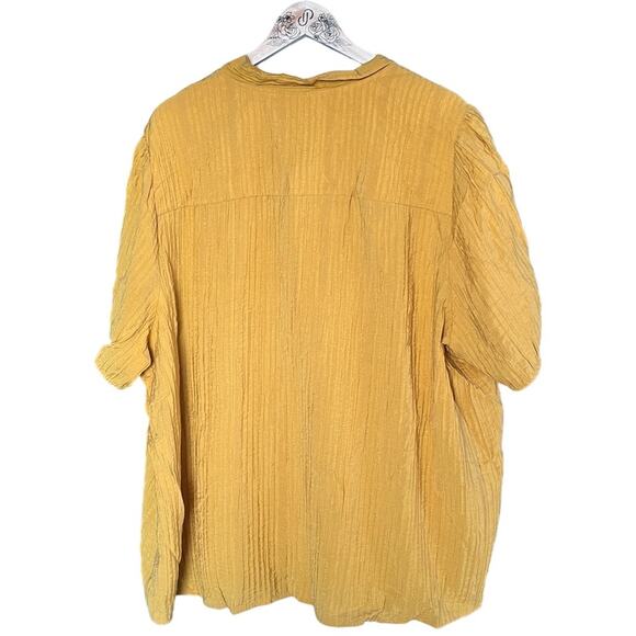 Lane Bryant yellow crinkle chiffon button front neck tie size 28 - Picture 3 of 8